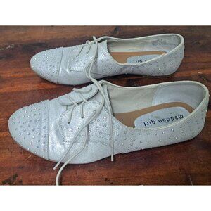Madden Girl Julissa Glitter Dress Sneakers Women's Flats Tie Shoes Size 9 M